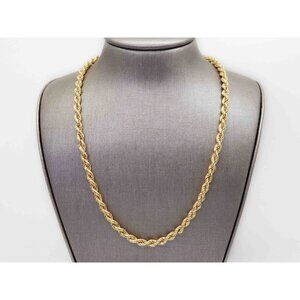 4.7mm Wide Rope Chain Necklace 14k Gold 21" Long